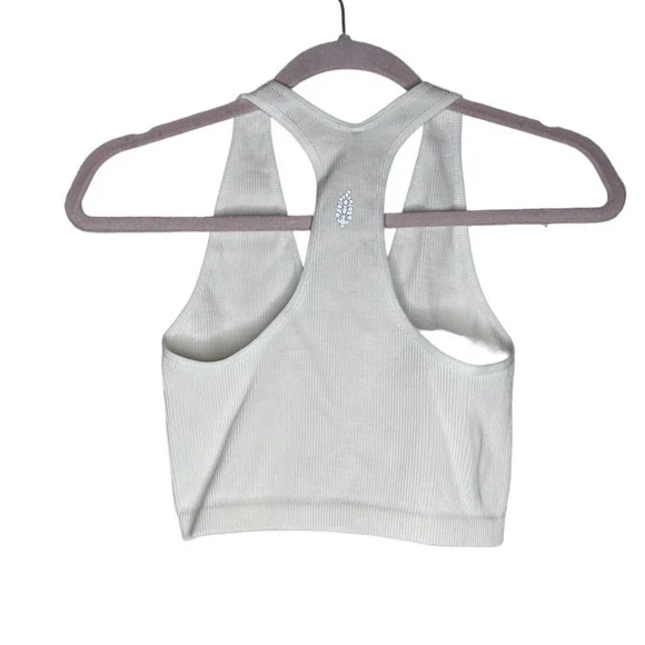 NWT Free People Movement White Vneck Ribbed Cropped Tank - Picture 2 of 4